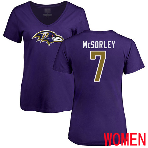Baltimore Ravens Purple Women Trace McSorley Name and Number Logo NFL Football #7 T Shirt->baltimore ravens->NFL Jersey